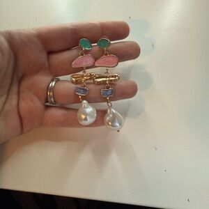 SHEIN Gold and Pink Statement Earrings